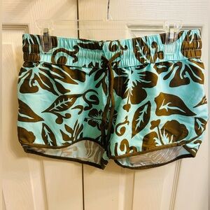 Women’s Aqua & Brown Floral Swim Shorts